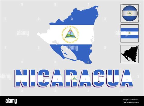 Nicaragua Flag And Map In A Vector Graphic Stock Vector Image Art Alamy