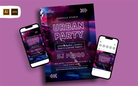 Purple Blue Dj Urban Party Flyer Template Templatemonster