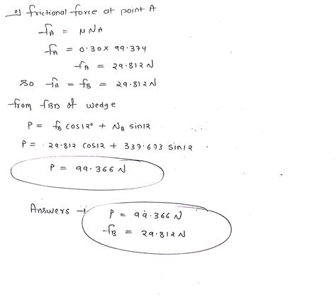 Solved Calculate The Horizontal Force P On The Light 12 Wedge