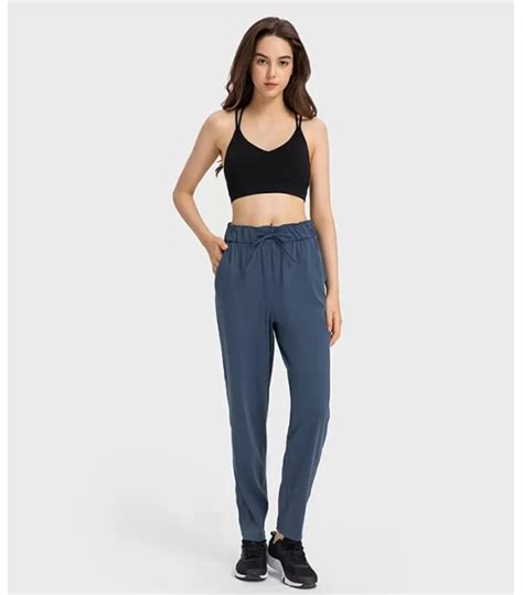 Nylon Track Pants Womens Straight Leg Pants With Drawcord And Pockets