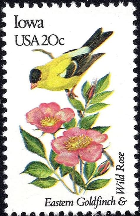 Five 20c IOWA State Bird And Flower Stamps Vintage Unused US Postage