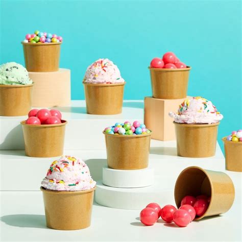 Juvale 100 Pack Disposable Paper Ice Cream Cups Dessert Bowls For