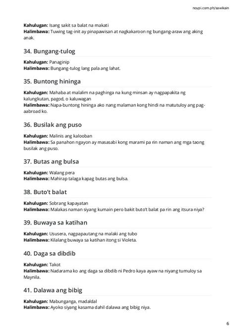 Mga Halimbawa Ng Idyoma At Kahulugan At Gamitin Sa Pangungusap