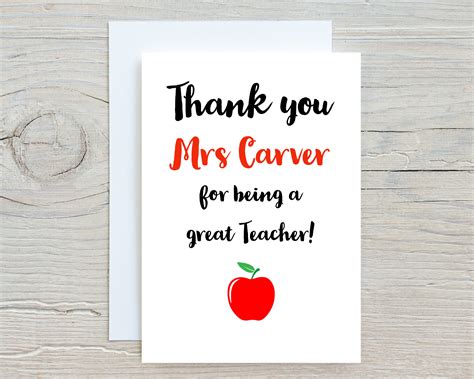 Card For Teacher Best Teacher Card Card From Pupil Student Etsy