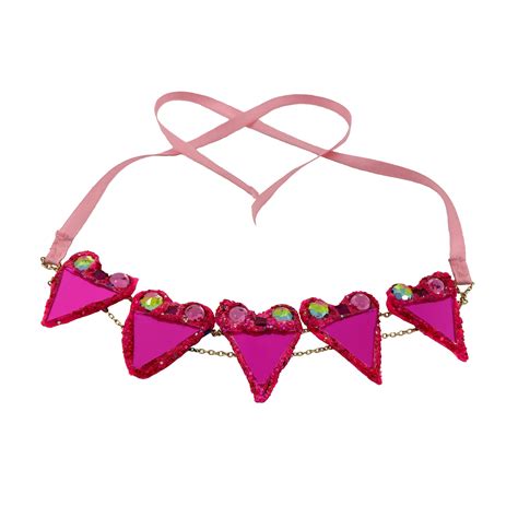 Pink Heart Choker Necklace Andrew Logan