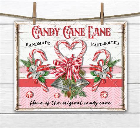 Candy Cane Lane, Digital Christmas Sign, DIY Sign, Pink Candy Cane ...