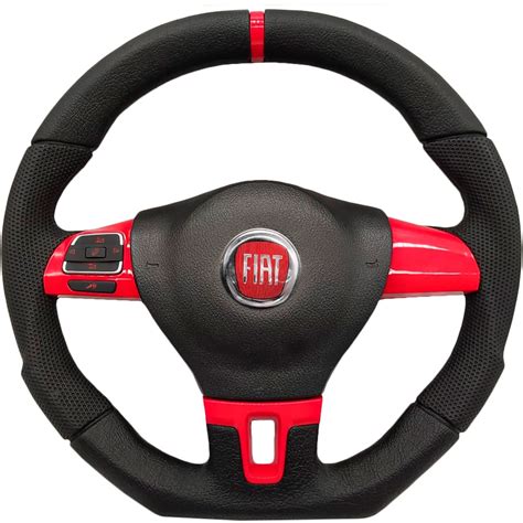 Volante Esportivo Fiat Multifuncional Mkr Led Vermelho Ferrari Palio