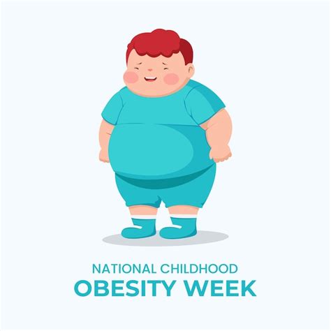 Premium Vector | National childhood obesity week with fat boy cartoon ...