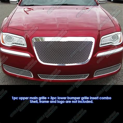 Aps Premium Stainless Steel Chrome Mesh Grille Compatible With Chrysler 300 300c 2011 2014 Combo