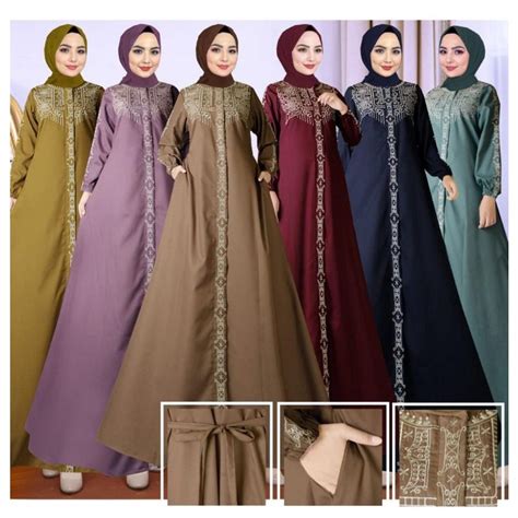 Jual Gamis Madina Humaira Bahan Katun Toyobo Model Bordir Terbaru