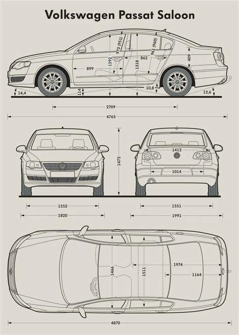 2010 Vw Passat Saloon Blueprint 36459365 Vector Art At Vecteezy