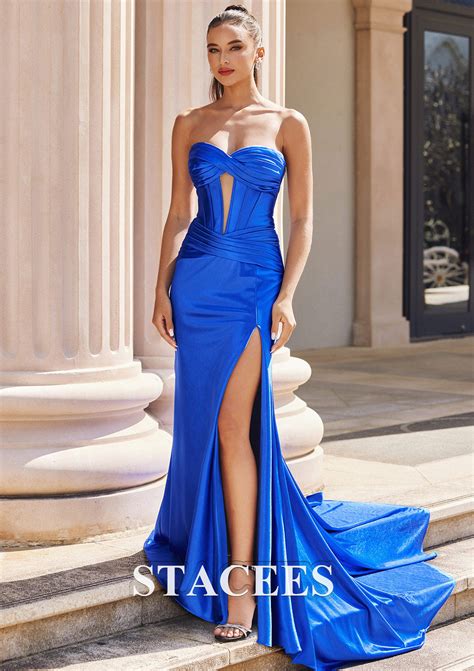 Trumpet Mermaid Silk Like Satin Prom Dress Sweetheart Court Train With