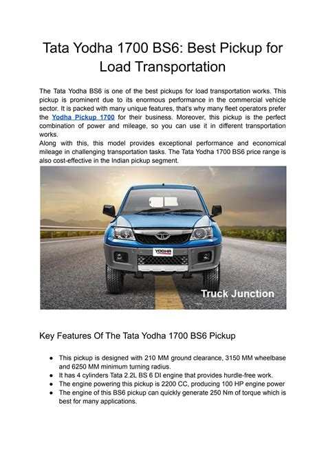 Tata Yodha 1700 BS6: Best Pickup for Load Transportation by Raaj Singh - Issuu