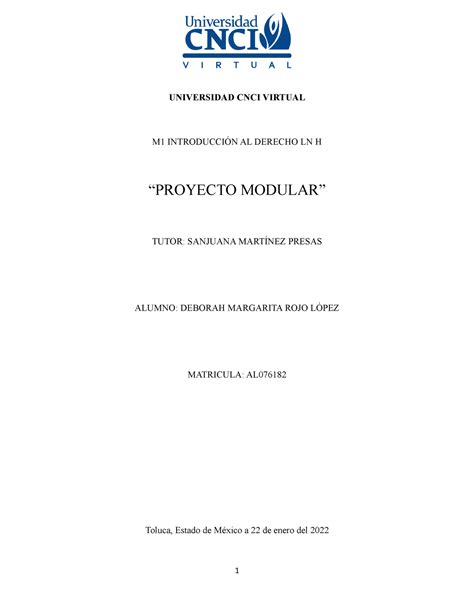 Proyecto Modular Introduccion AL Derecho UNIVERSIDAD CNCI VIRTUAL M1