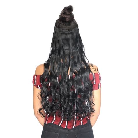 Cabelo Orgânico Aplique Tic Tac Ondulado 60 cm Cor Preto Submarino