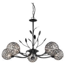 Bellis II 5 Light Ceiling Semi Flush Chrome Clear Glass Deco Shade