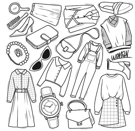 Premium Vector Hand Drawn Woman Clothing Doodle Vector Set