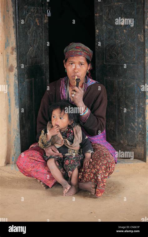 Nepali Rural Tamang Woman With Child Nepal Stock Photo Alamy