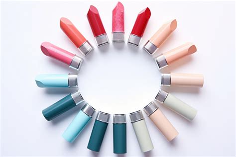 Colorful Lipsticks Arranged In A Circle On A White Background Lucky