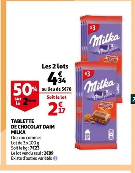 Promo Milka Tablette de Chocolat Daim chez Auchan Supermarché