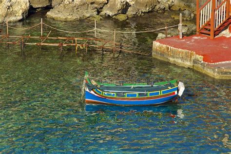 Maltese Boat in Popeye Village, Malta Stock Image - Image of ...