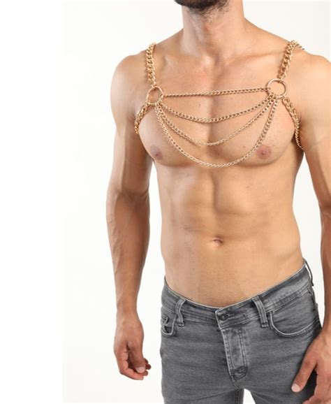 Body Chain Harness Men Gold Bodychain Man Harness Men Jewelry Etsy