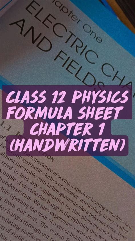 Class 12 Physics Formula Sheet Chapter 1 Handwritten Artofit