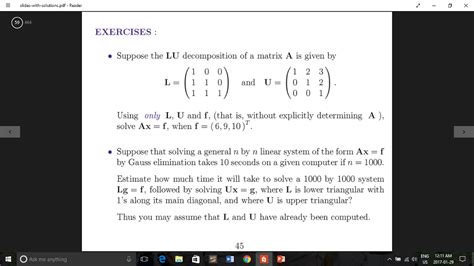 Solved Suppose The Lu Decomposition Of A Matrix A Is Given Chegg