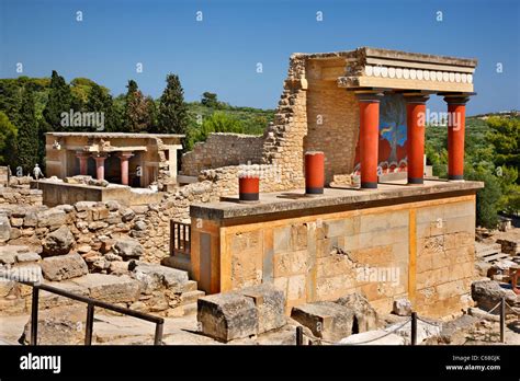 Partial View Of The Minoan Palace Of Knossos With Characteristic