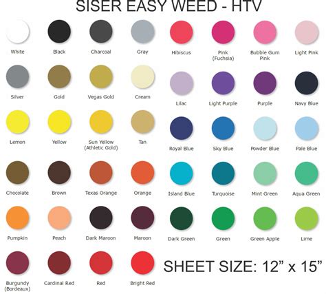 Siser Easy Weed Easyweed Heat Transfer Vinyl HTV Iron On By The Sheet