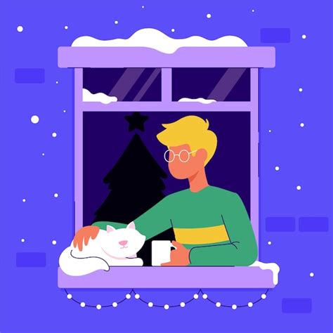 Free Vector Flat Winter Window Illustration