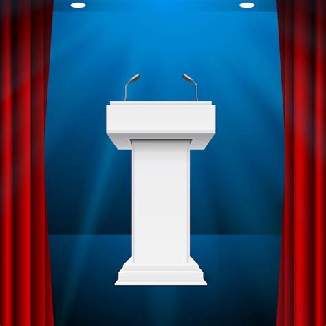 Premium Vector Realistic Detailed D Stage Stand Or Debate Podium Vector