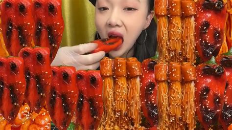 MUKBANG ASMR EP 864 EXTREME Spicy Enoki Mushrooms With Fire Sauce