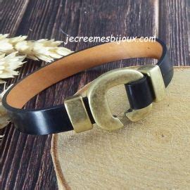 Kit Tutoriel Bracelet Cuir Savane Blanc Et Noir Fermoir Spirale