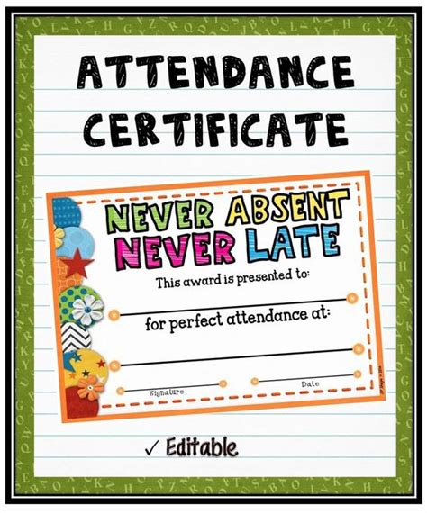 √ 20 Perfect attendance Award Wording ™ | Dannybarrantes Template