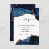 Navy And Gold Agate Wedding Rsvp Card Zazzle