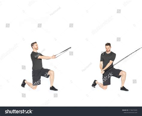 Band Resisted Half Kneeling Chop Gym Stock Photo 1718672929 Shutterstock