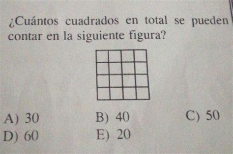 Cu Ntos Cuadrados En Total Se Pueden Contar En La Siguiente Figura A