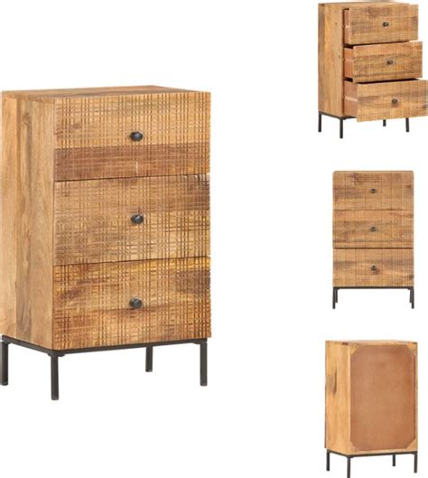 Vidaxl Dressoir Vintage Style Massief Mangohout En Staal X X