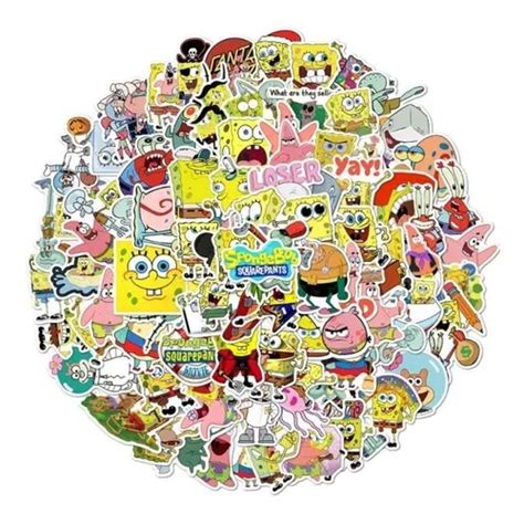 Stickers De Bob Esponja Set De 50 Estampas Calcomanias Meses Sin