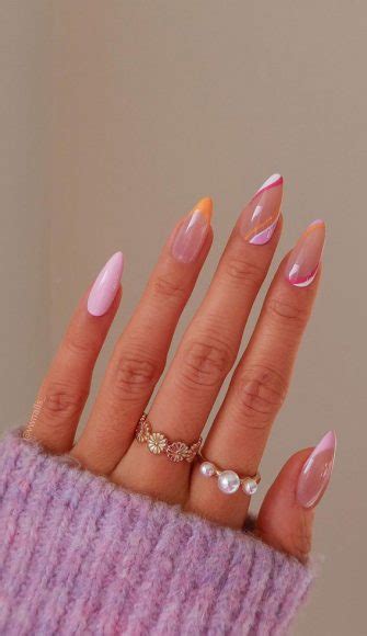 50 Pretty Summer Nails In 2022 For Every Taste Pink And Peach Swirl Nails