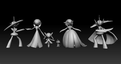 Pokemon Ralts Kirlia Gardevoir Gallade Mega Evolution 3d Model 3d