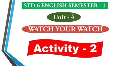 Std English Sem Unit Activity Youtube