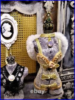 Miniature Dollhouse Fashion Display Lingerie Corsages Underwear Unique Ooak Dolls House Wooden