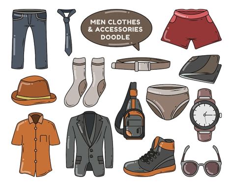 Premium Vector Set Of Hand Drawn Men Clothes And Accessories Cartoon