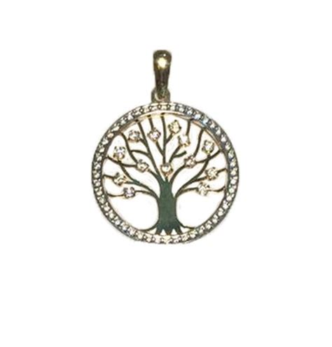 Colgante Arbol De La Vida Oro 18kts Con Circonitas 20mm P025900063