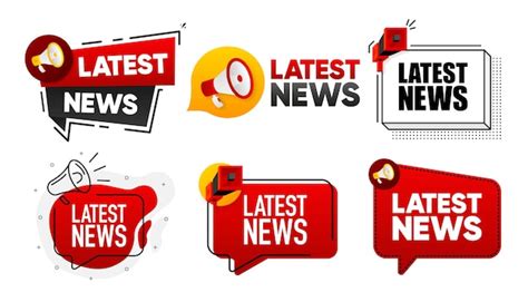 Premium Vector Latest News Megaphone Label Collection With Text