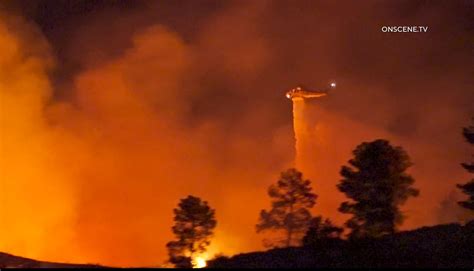 Crews Battle Brush Fire Burning Near Castaic Lake California