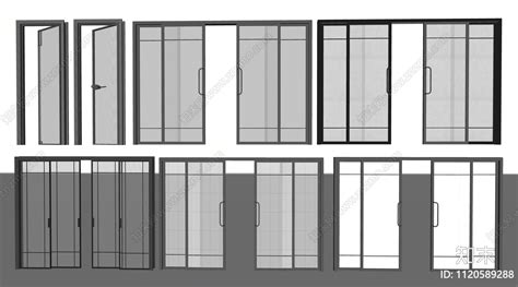 现代玻璃推拉门su模型下载【id1120589288】知末su模型网