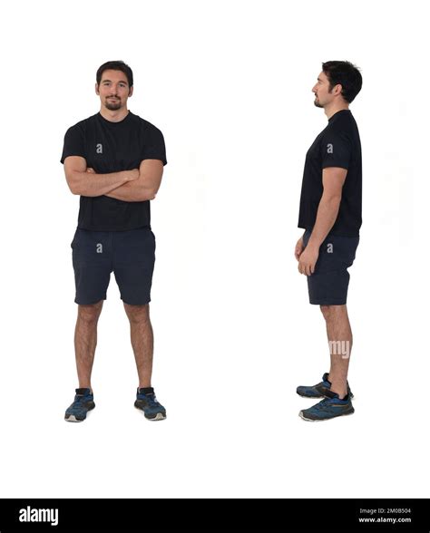 side  front view   man  stportsweare  white background